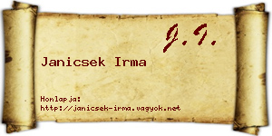 Janicsek Irma névjegykártya